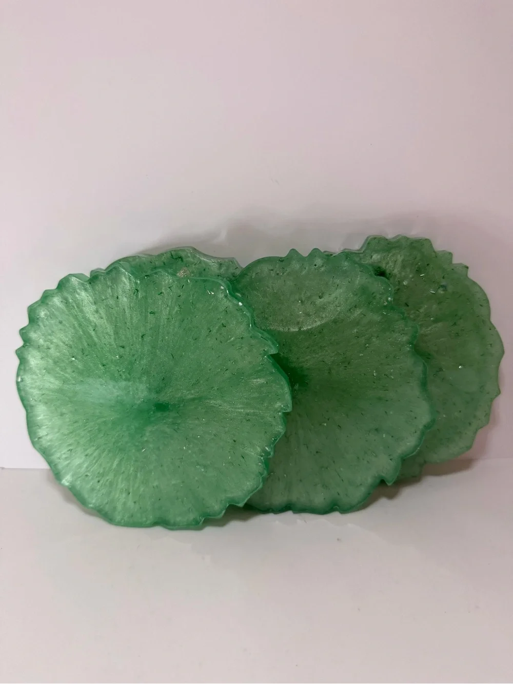 2 Sets of 3 Vibrant Magenta and Ocean Green Resin Coasters